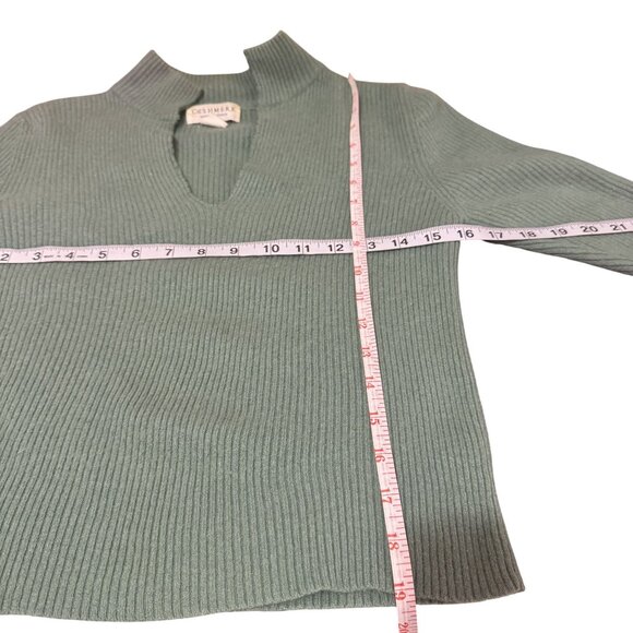 Vtg Cashmere Sutton Studio Womens Sage Green High Neck Long Sleeve Sweater S - Picture 5 of 6